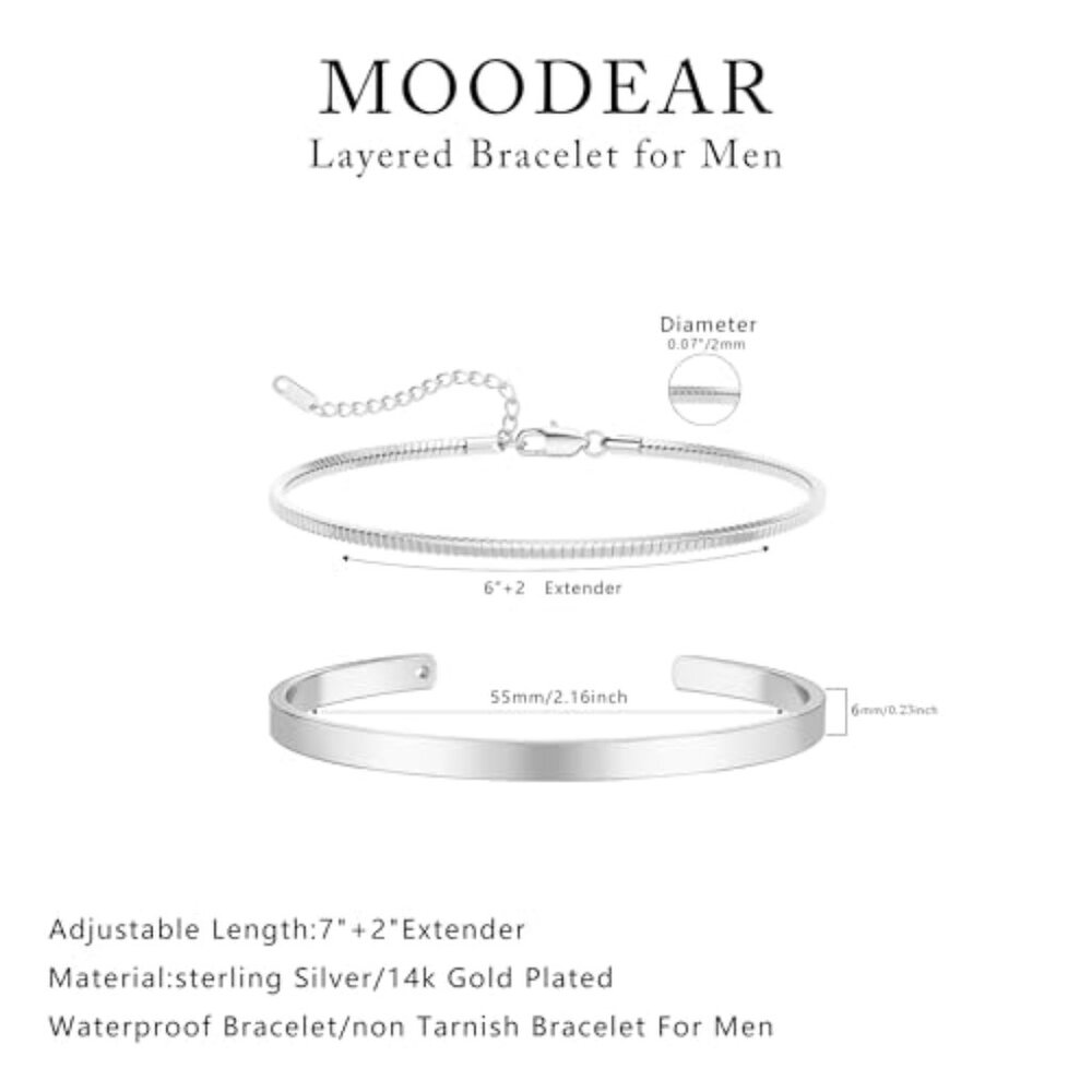 Sterling Silver Stackable Bracelet Set Minimal Ch… - image 6